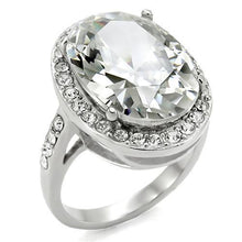 Load image into Gallery viewer, TK010 - High polished (no plating) Stainless Steel Ring with AAA Grade CZ  in Clear
