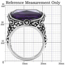 Load image into Gallery viewer, TK015 - High polished (no plating) Stainless Steel Ring with AAA Grade CZ  in Amethyst
