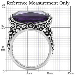 TK015 - High polished (no plating) Stainless Steel Ring with AAA Grade CZ  in Amethyst