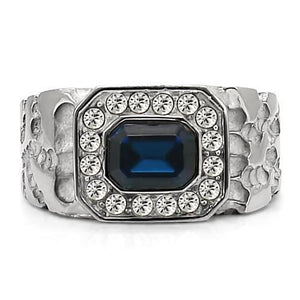 TK02210 - High polished (no plating) Stainless Steel Ring with Top Grade Crystal  in Montana