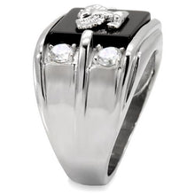 Load image into Gallery viewer, TK02221 - High polished (no plating) Stainless Steel Ring with Semi-Precious Agate in Jet