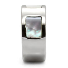Load image into Gallery viewer, TK043 - High polished (no plating) Stainless Steel Ring with Precious Stone Conch in White