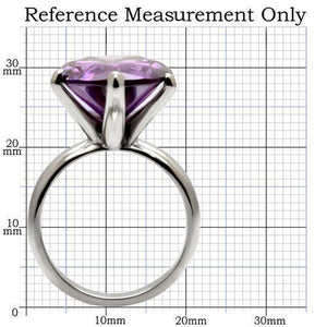 TK045 - High polished (no plating) Stainless Steel Ring with AAA Grade CZ  in Amethyst