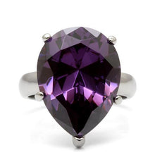 Load image into Gallery viewer, TK045 - High polished (no plating) Stainless Steel Ring with AAA Grade CZ  in Amethyst