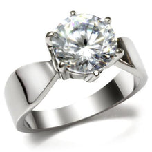 Load image into Gallery viewer, TK046 - High polished (no plating) Stainless Steel Ring with AAA Grade CZ  in Clear