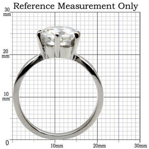 TK046 - High polished (no plating) Stainless Steel Ring with AAA Grade CZ  in Clear