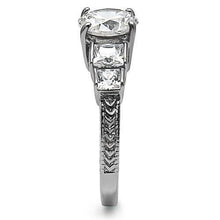Load image into Gallery viewer, TK057 - High polished (no plating) Stainless Steel Ring with AAA Grade CZ  in Clear
