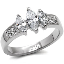 Load image into Gallery viewer, TK061 - High polished (no plating) Stainless Steel Ring with AAA Grade CZ  in Clear
