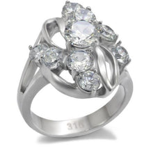 Load image into Gallery viewer, TK074 - High polished (no plating) Stainless Steel Ring with AAA Grade CZ  in Clear