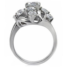 Load image into Gallery viewer, TK074 - High polished (no plating) Stainless Steel Ring with AAA Grade CZ  in Clear