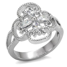 Load image into Gallery viewer, TK078 - High polished (no plating) Stainless Steel Ring with AAA Grade CZ  in Clear