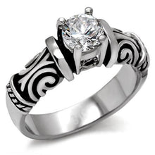 Load image into Gallery viewer, TK082 - High polished (no plating) Stainless Steel Ring with AAA Grade CZ  in Clear