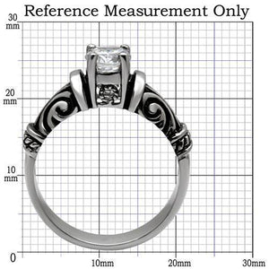 TK082 - High polished (no plating) Stainless Steel Ring with AAA Grade CZ  in Clear