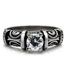 Load image into Gallery viewer, TK082 - High polished (no plating) Stainless Steel Ring with AAA Grade CZ  in Clear