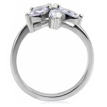 Load image into Gallery viewer, TK084 - High polished (no plating) Stainless Steel Ring with AAA Grade CZ  in Light Amethyst