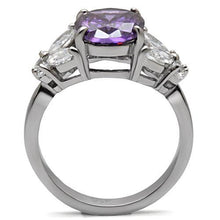 Load image into Gallery viewer, TK086 - High polished (no plating) Stainless Steel Ring with AAA Grade CZ  in Amethyst