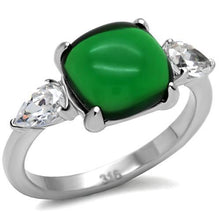 Load image into Gallery viewer, TK087 - High polished (no plating) Stainless Steel Ring with Synthetic Synthetic Glass in Emerald
