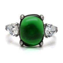 Load image into Gallery viewer, TK087 - High polished (no plating) Stainless Steel Ring with Synthetic Synthetic Glass in Emerald