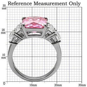 TK088 - High polished (no plating) Stainless Steel Ring with AAA Grade CZ  in Rose