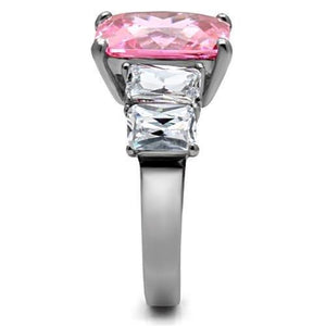 TK088 - High polished (no plating) Stainless Steel Ring with AAA Grade CZ  in Rose