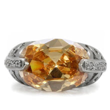 Load image into Gallery viewer, TK092 - High polished (no plating) Stainless Steel Ring with AAA Grade CZ  in Champagne