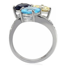 Load image into Gallery viewer, TK094 - High polished (no plating) Stainless Steel Ring with Synthetic Synthetic Glass in Multi Color