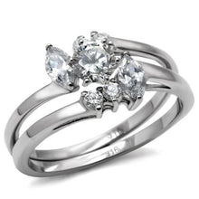 Load image into Gallery viewer, TK096 - High polished (no plating) Stainless Steel Ring with AAA Grade CZ  in Clear