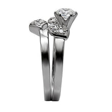 Load image into Gallery viewer, TK099 - High polished (no plating) Stainless Steel Ring with AAA Grade CZ  in Clear
