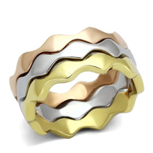 Load image into Gallery viewer, TK1002 - Three Tone (IP Gold &amp; IP Rose Gold &amp; High Polished) Stainless Steel Ring with No Stone