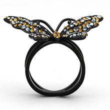 Load image into Gallery viewer, TK1004 - IP Black(Ion Plating) Stainless Steel Ring with Top Grade Crystal  in Multi Color