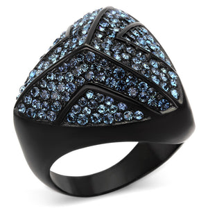TK1005 - IP Black(Ion Plating) Stainless Steel Ring with Top Grade Crystal  in Montana