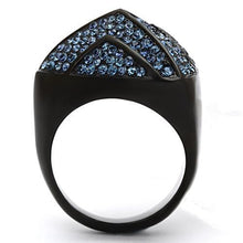 Load image into Gallery viewer, TK1005 - IP Black(Ion Plating) Stainless Steel Ring with Top Grade Crystal  in Montana