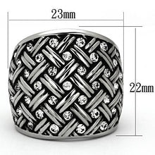 Load image into Gallery viewer, TK1007 - High polished (no plating) Stainless Steel Ring with Top Grade Crystal  in Clear