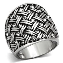 Load image into Gallery viewer, TK1007 - High polished (no plating) Stainless Steel Ring with Top Grade Crystal  in Clear
