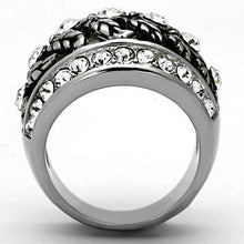 Load image into Gallery viewer, TK1015 - High polished (no plating) Stainless Steel Ring with Top Grade Crystal  in Clear
