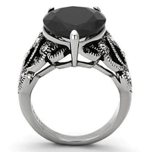 Load image into Gallery viewer, TK1017 - High polished (no plating) Stainless Steel Ring with AAA Grade CZ  in Jet