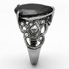 Load image into Gallery viewer, TK1017 - High polished (no plating) Stainless Steel Ring with AAA Grade CZ  in Jet