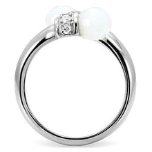 Load image into Gallery viewer, TK101 - High polished (no plating) Stainless Steel Ring with Milky CZ  in White