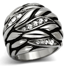 Load image into Gallery viewer, TK1020 - High polished (no plating) Stainless Steel Ring with Top Grade Crystal  in Clear