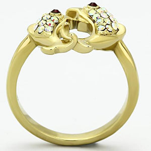 TK1023 - IP Gold(Ion Plating) Stainless Steel Ring with Top Grade Crystal  in Multi Color