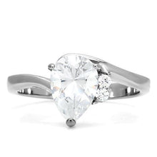 Load image into Gallery viewer, TK102 - High polished (no plating) Stainless Steel Ring with AAA Grade CZ  in Clear