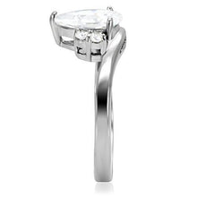 Load image into Gallery viewer, TK102 - High polished (no plating) Stainless Steel Ring with AAA Grade CZ  in Clear