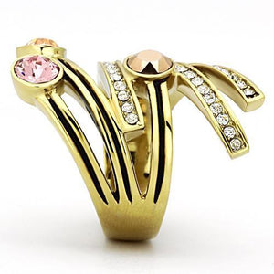 TK1033 - IP Gold(Ion Plating) Stainless Steel Ring with Top Grade Crystal  in Multi Color
