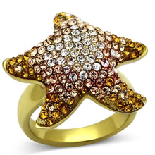Load image into Gallery viewer, TK1034 - IP Gold(Ion Plating) Stainless Steel Ring with Top Grade Crystal  in Multi Color