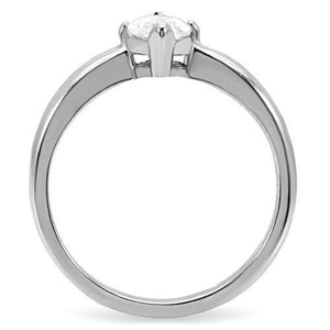 TK103 - High polished (no plating) Stainless Steel Ring with AAA Grade CZ  in Clear