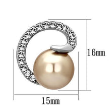 Load image into Gallery viewer, TK1041 - High polished (no plating) Stainless Steel Earrings with Synthetic Pearl in Brown