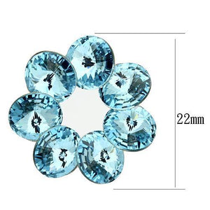 TK1044 - High polished (no plating) Stainless Steel Earrings with Top Grade Crystal  in Sea Blue