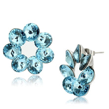 Load image into Gallery viewer, TK1044 - High polished (no plating) Stainless Steel Earrings with Top Grade Crystal  in Sea Blue