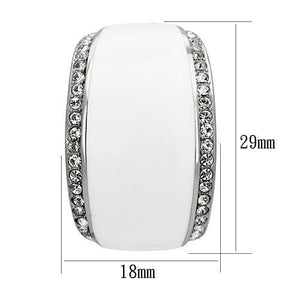 TK1046 - High polished (no plating) Stainless Steel Earrings with Top Grade Crystal  in Clear