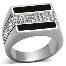 Load image into Gallery viewer, TK1048 - High polished (no plating) Stainless Steel Ring with Top Grade Crystal  in Clear